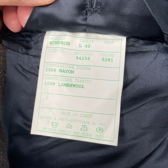 Vinceli Mens Lambswool Blazer Brown Blue Plaid Check Suit Jacket Size L 42 Italy - Picture 2 of 11